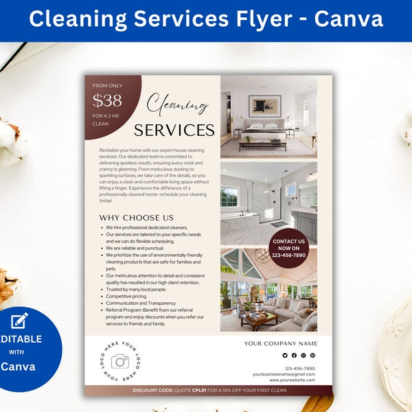 Modèle de brochure sur les services de nettoyage pour les services de nettoyage de maison Idées de brochure pour les services de nettoyage résidentiels, exemple