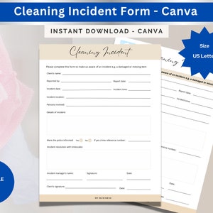 Cleaning Incident Form Template | Cleaning Incident Report Example | Employee Incident Report | Cleaning Service Client Incident Form