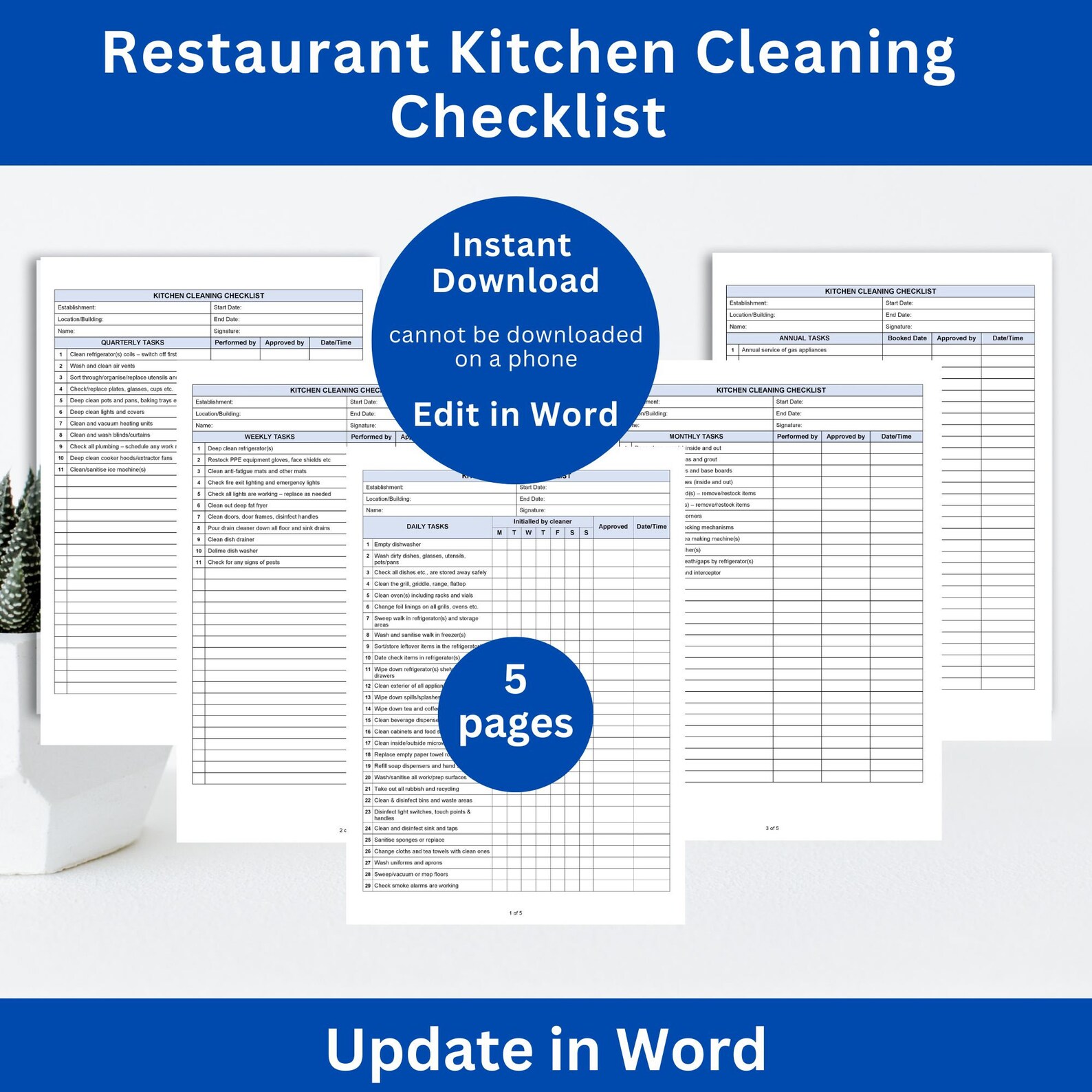Daily Restaurant Kitchen Cleaning Checklist Kitchen Checklist Cleaning
