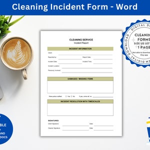 Cleaning Incident Report Word | Cleaning Incident Report Example | Cleaning Accident Log Form | Cleaning Incident Template Cleaning Business