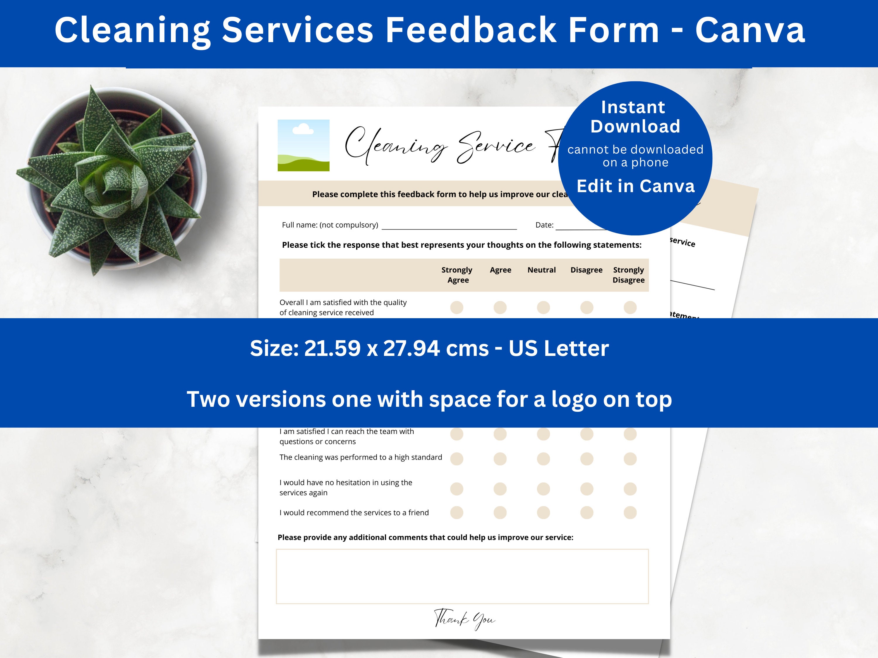 Cleaning Services Questionnaire Cleaning Satisfaction Survey Etsy