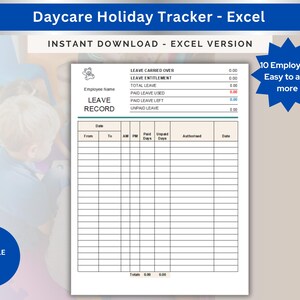 Holiday Tracker Excel Track Employee Vacation For Daycare Google Sheets Vacation Log Tracker Time Off Spreadsheet Employee Leave Management