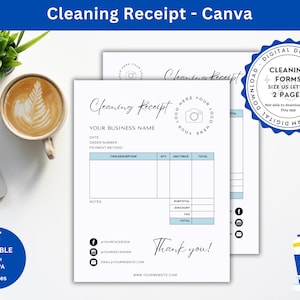 Professional Cleaning Service Receipt Janitorial Service Housing Cleaning Receipt Template Receipt For Cleaning Services Maid Service Canva