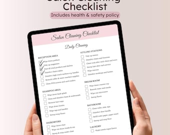 Salon Cleaning Checklist Printable Beauty Salon Hygiene List Daily Hair Sanitizing Sheet Weekly Staff Cleanliness Form Disinfecting Tasks