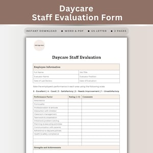 PDF Vorlage für die Bewertung der Mitarbeiter im Vorschulalter, Bewertung der Mitarbeiter, Bewertung der Lehrer, Bewertung der beruflichen Entwicklung, PDF