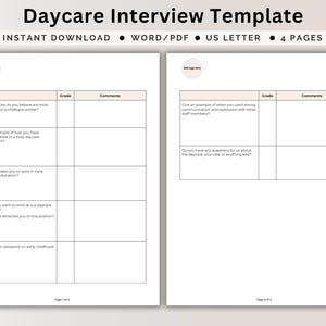 Childcare Hiring Questions for Daycare Interview Form With Example ...