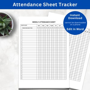 Wöchentlicher Anwesenheits-Tracker: Druckbares Sign-In (Digitaler Download)