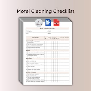 Motel Cleaning Checklist Template Guest Room Clean Schedule Accommodation Housekeeping Schedule Planner Kit List Editable Word Printable PDF