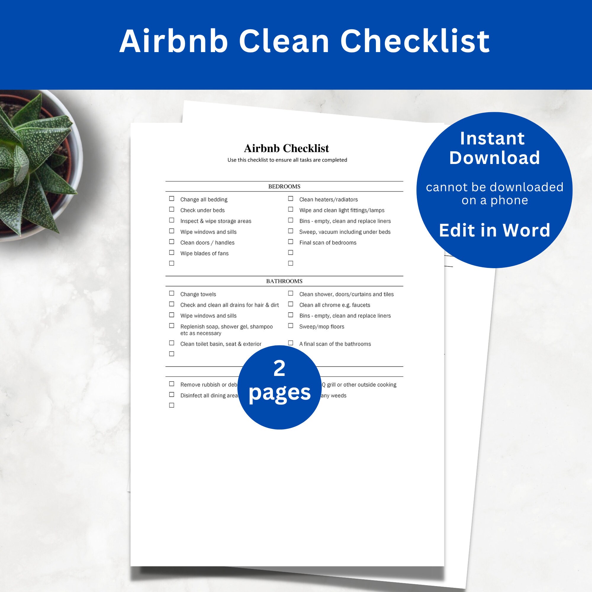 Vacation Rental Checklist.pdf Editable Airbnb Cleaning Checklist Template | Printable Vacation Rental ...