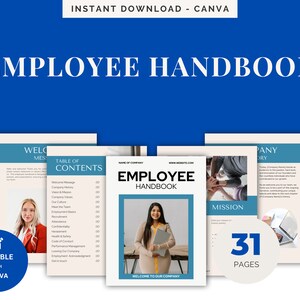 Generic Editable Simple Employee Handbook For Small Business Customize Template in Canva Company Handbook for Staff Company Policy Handbook