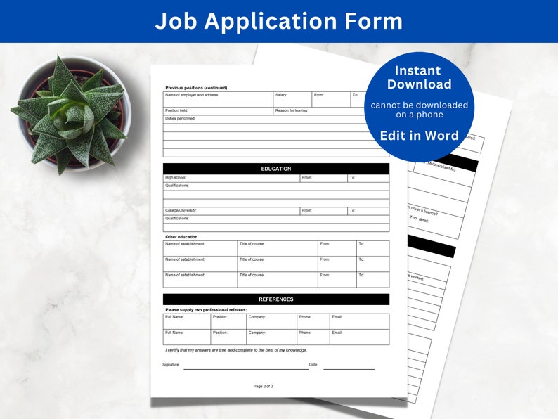 Job Application Form | Printable Employment Application | Employment ...