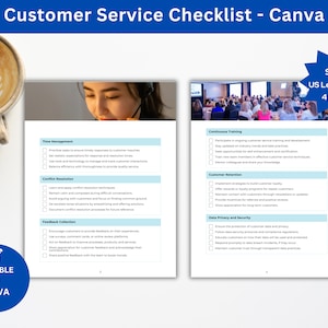 Customer Service Checklist for Quality Assurance and Customer Services Best Practices Editable Canva Template Ensure Client Satisfaction