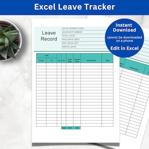 Simple Excel Employee Holiday Tracker to Plan Leave For Small Business to Track Workers Leave Automatically Update Vacation Left Each Person