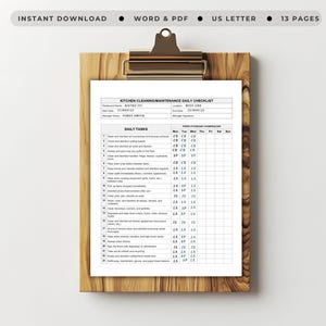 Printable Restaurant Kitchen Cleaning Checklist