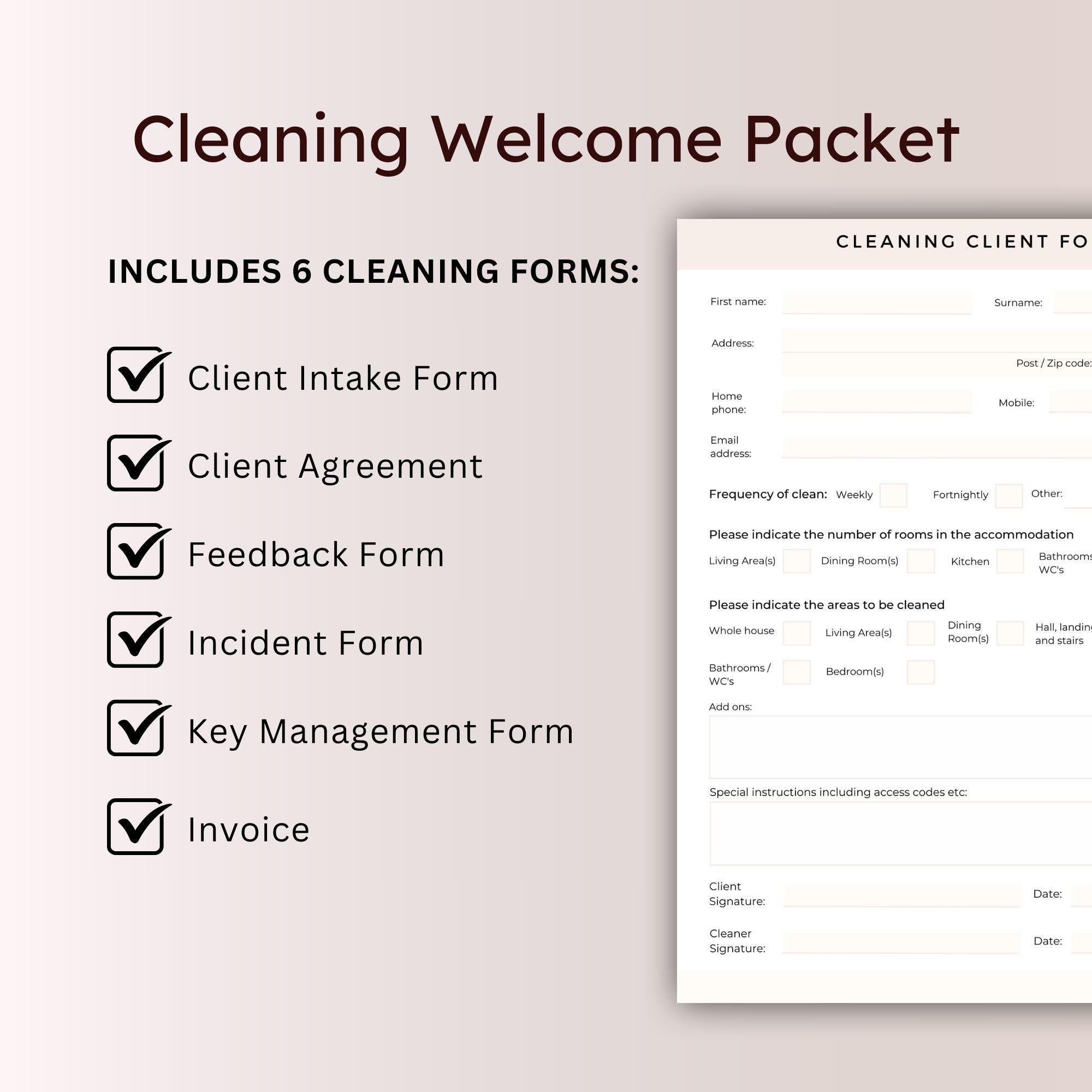 Cleaning Welcome Packet Canva Prewritten Cleaning Business Onboarding Kit Template for New ...