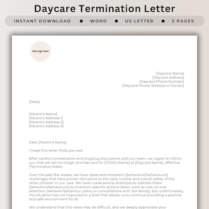 Daycare Termination Letter Sample Template Child Conduct Cancellation Letter Contract To End Daycare Services Parents Discontinuation Letter