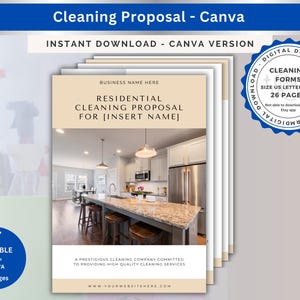 Cleaning Service Proposal Template: Residential Cleaning Contract (Canva, A4 & US Letter)