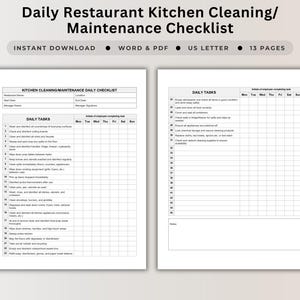 Kitchen Cleaning Checklist Template For Hygiene Inspection