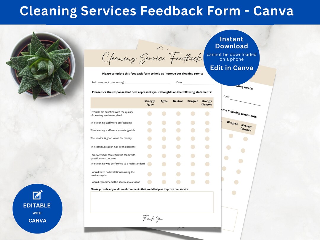 Cleaning Services Survey Form for Client Satisfaction of Cleaning