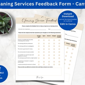 Cleaning Services Survey Form for Client Satisfaction of Cleaning Business Satisfaction Questionnaire Form for Cleaner Feedback Template