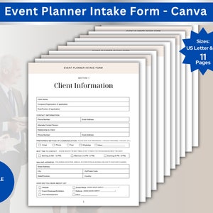 Event Planner Form For Event Organizer to Plan Events Collect Event Details For Example Wedding Planning Customizable Canva Intake Form PDF