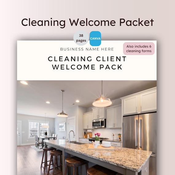 Cleaning Welcome Packet Canva Prewritten Cleaning Business Onboarding Kit Template For New Client Leave Behind Form Client Intake Agreement