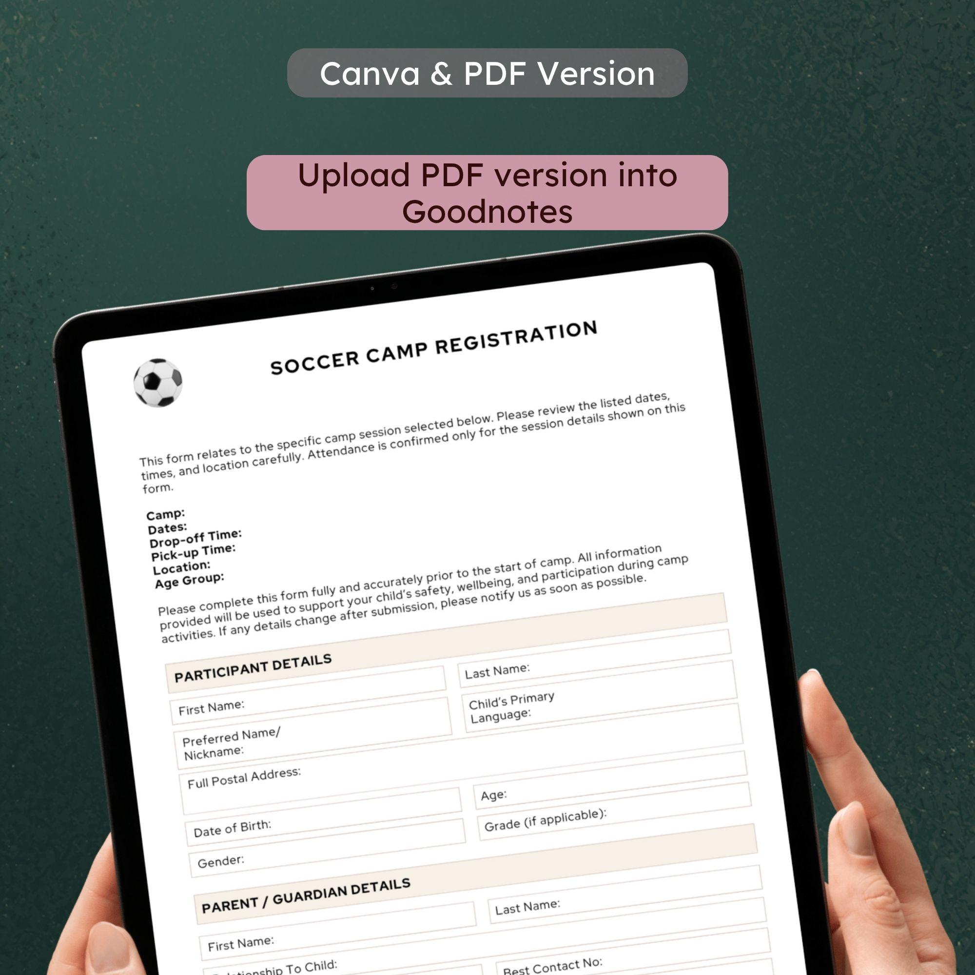 Soccer Camp Registration Form Template Word Download Youth Football ...