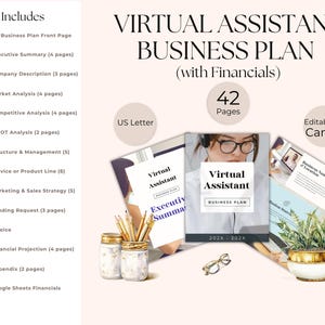 Virtual Assistant Business Plan Template: Financial Projections, Canva & Google Sheets (PDF Download)