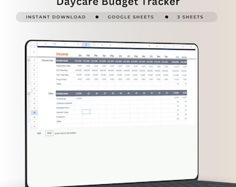 Childcare Budget Tracker Spreadsheet Google Sheets Daycare Expense Management Tool Nursery Financial Cash Flow Planning Sheet Track Income