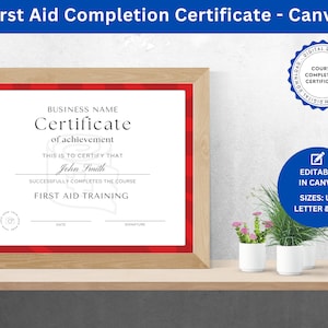 Certificaat voor voltooiing van de EHBO-cursus EHBO-les, cursus BHV, reanimatietrainingsprogramma, workshop EHBO