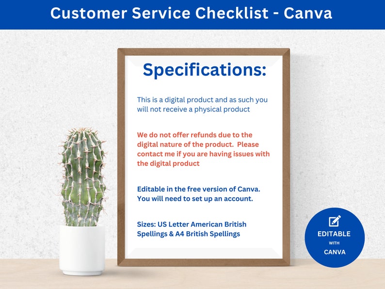 Customer Service Checklist for Quality Assurance and Customer Services Best Practices Editable Canva Template Ensure Client Satisfaction