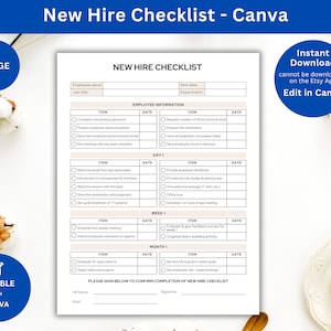 New Hire Onboarding Checklist Template: HR Forms (Canva Editable)