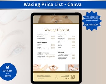 Waxing Price List Template: Beauty Salon Services (Canva)