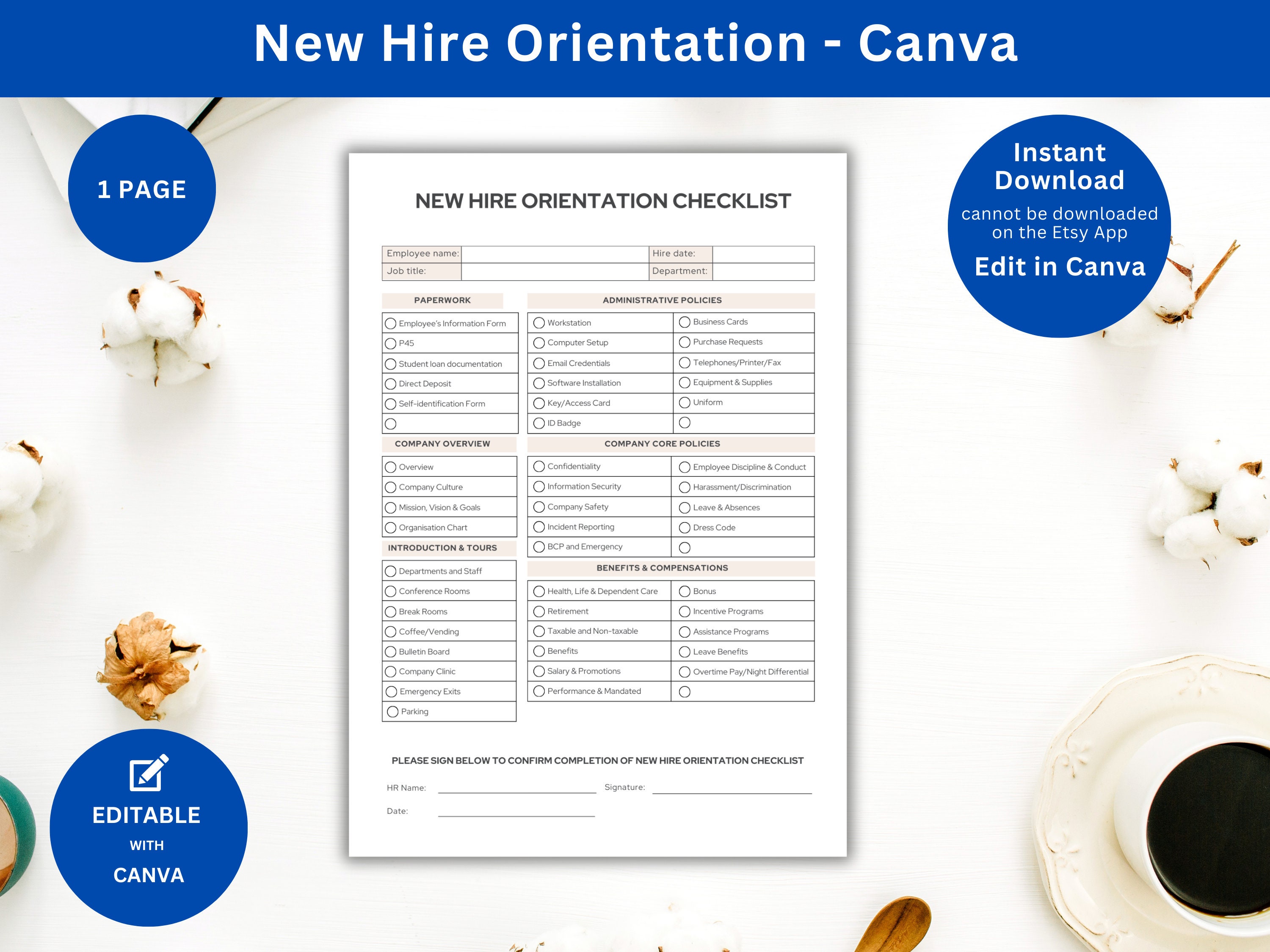 New Hire Orientation Checklist Template: Employee Onboarding (canva ...
