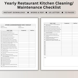 Restaurant Kitchen Cleaning Checklist Template for Hygiene Inspection ...