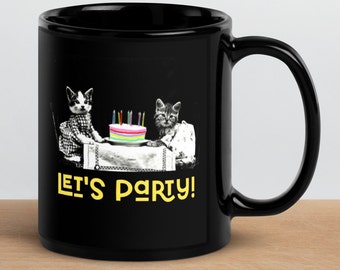 Cute "Let's Party!" Kitten Mug