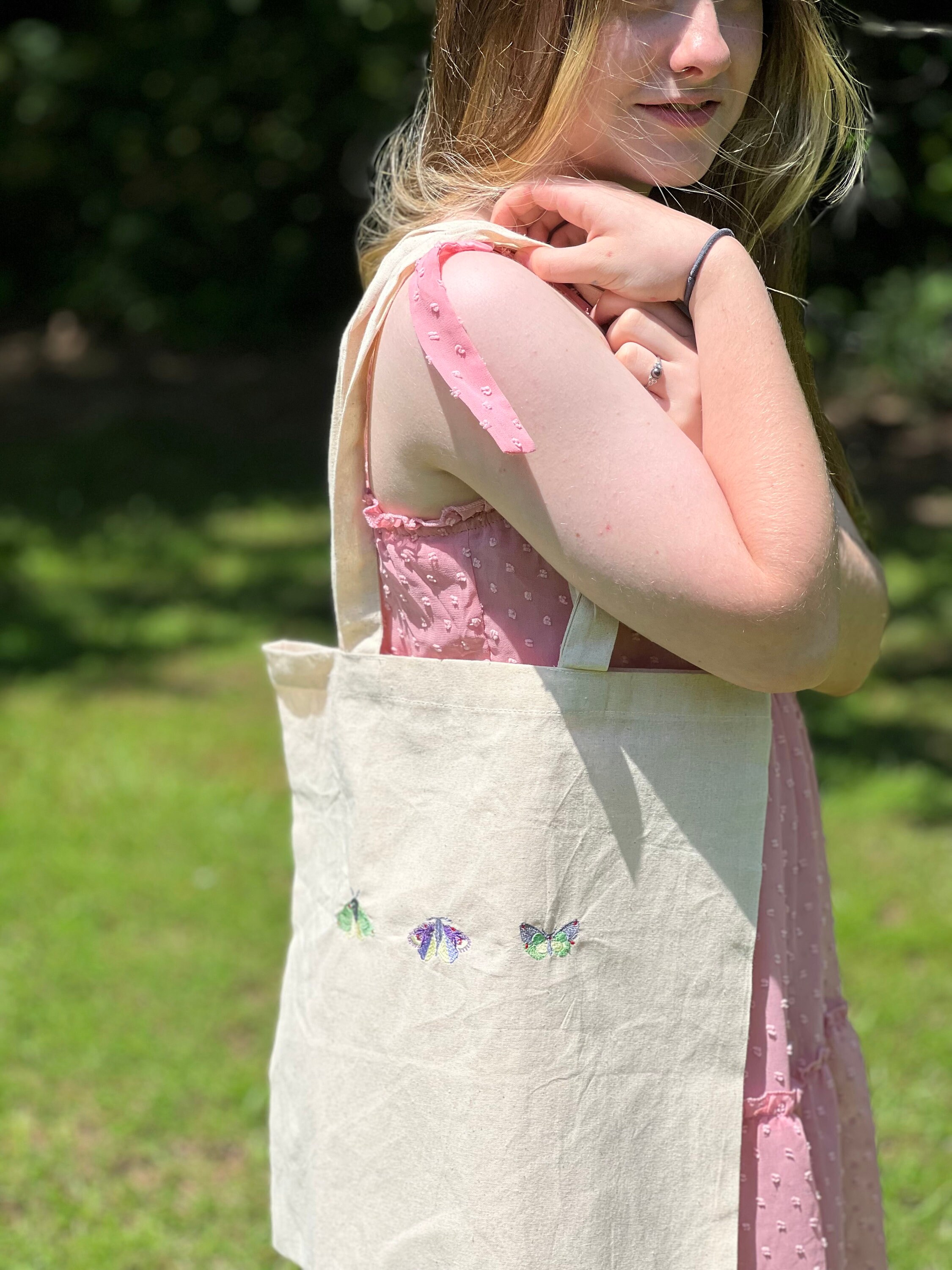 Butterfly Embroidered Tote Bag Etsy