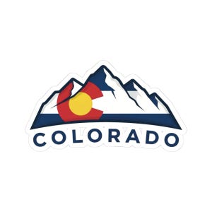 Colorado Berge & Flagge Kiss-Cut Aufkleber | Rocky Mountain Adventure Aufkleber