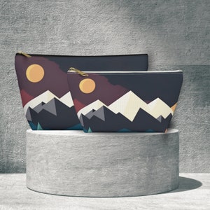Snowcapped Mountain Vibes Zippered Travel Accessory Pouch - Versatile Makeup, Cosmetics, Chargers, and Pencil Organizer Bag