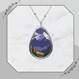 Pendant Necklace, mountains, purple mountains, necklace for her, womens jewelry, birthday gift, anniversary gift, lightweight necklace