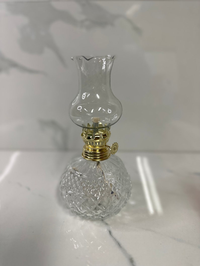 Decorative Small Oil Lamp Clear Glass Etsy