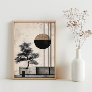 Japanese Style Wall Art, Japandi Neutral Scandinavian Art Print, Minimalist Modern Japanese Digital Poster, Wabi Sabi Spa Art Print | SG393