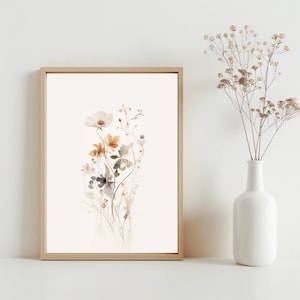 Watercolor Botanical Print, Gallery Wall Art, Floral Printable Art, Wild Flowers Art Floral Line Art, Modern Home Decor Art, JPG | SG#39