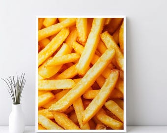 French Fries Wall Art, Fries Poster, Kitchen Wall Print, Quirky Wall Art, Apartment Wall Art, College Dorm Room Art, Fries Photo | SG#244