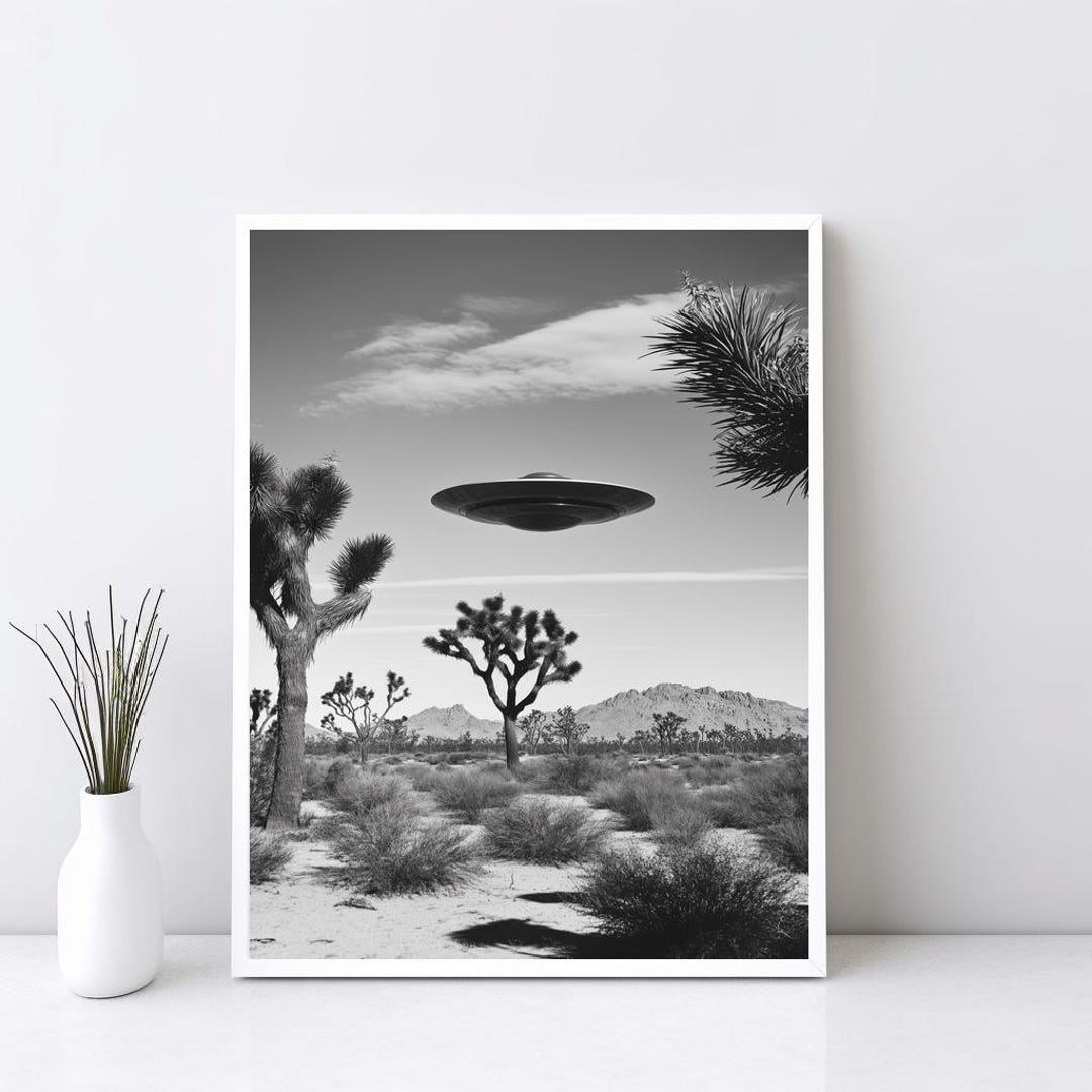UFO Over Joshua Tree Photo Print Black And White Alien Wall Art Retro ufo-over-joshua-tree-photo-print-black-and-white-alien-wall-art-retro
