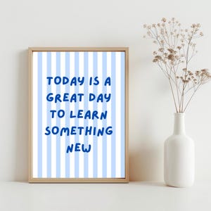 Boys Room Wall Art, Kids Motivational Quote Poster, Preschool Inspirational Decor, Positive Classroom Poster, School Class Art Blue | SG430