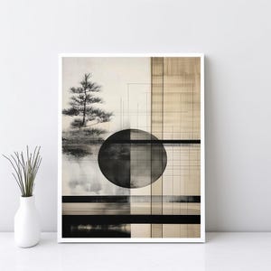 Japanese Style Wall Art, Japandi Neutral Scandinavian Art Print, Minimalist Modern Japanese Digital Poster, Wabi Sabi Spa Art Print | SG394