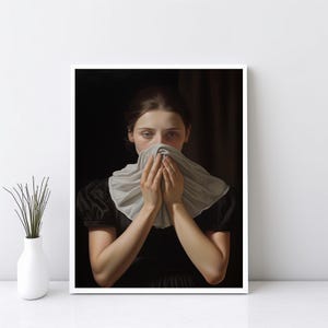 Funny Bathroom Wall Art Decor Toilet Humor, Woman Classical Painting Digital Download, Vintage Midcentury Poster Print Bathroom Art | SG#144