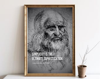 Leonardo da Vinci Inspirational Quote, Education Printable Wall Art, Inspiring Quote, School Posters Download, Classroom Wall Decor | SG426