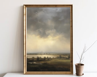 Farm House Wall Decor, Vintage Landscape Oil Painting, Farmhouse Decor Wall Art Printable, Spring Colors Art, Summer Art Scenery JPG | SG#76